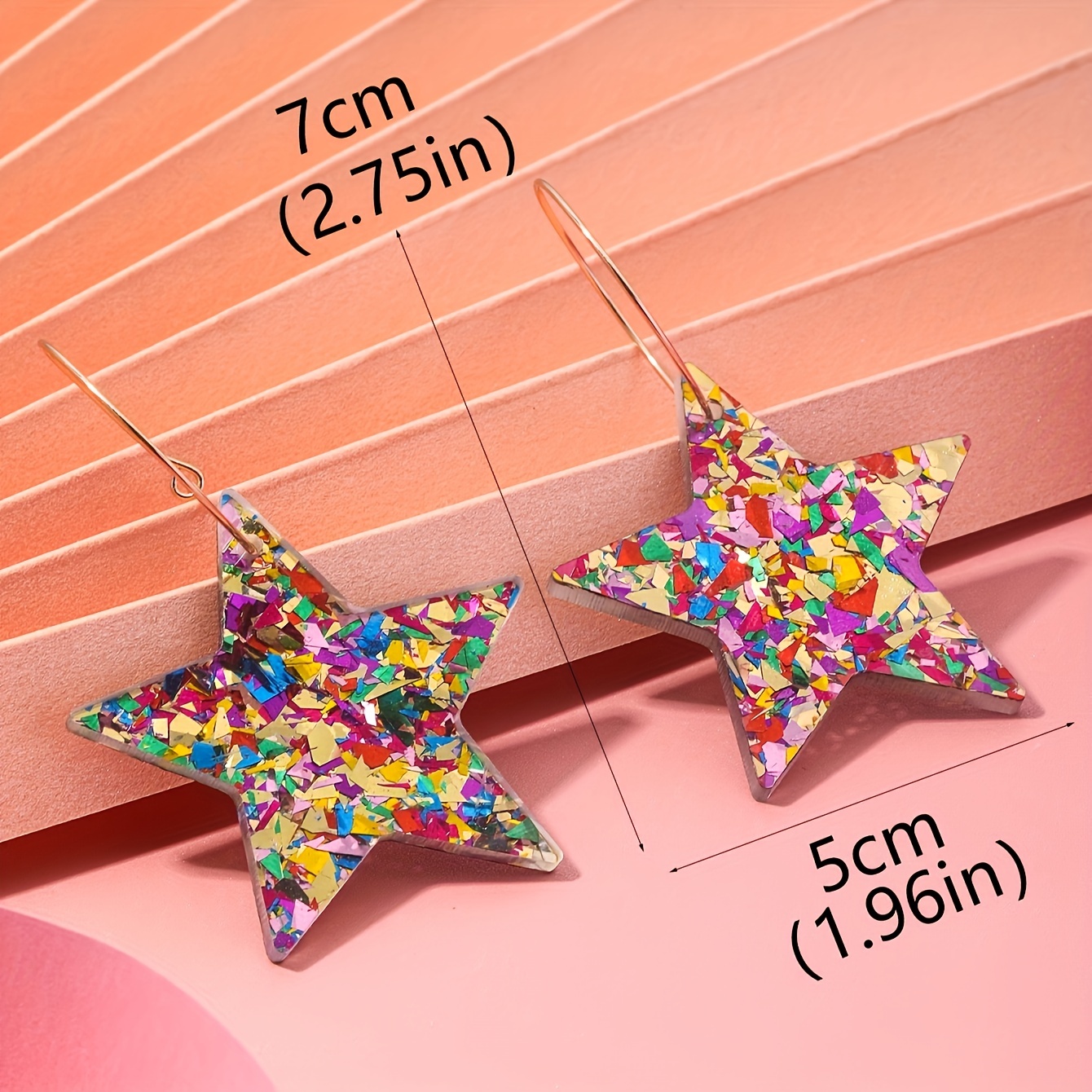 Bohemian Acrylic Star Earrings Colorful Dangle Iron Hook